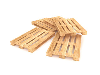 3d illustration of wooden pallets isolated on white background.