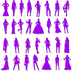 purple silhouette of fashionable women