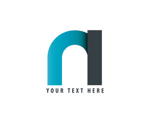 Initial Letter NI RI Rounded Lowercase Logo