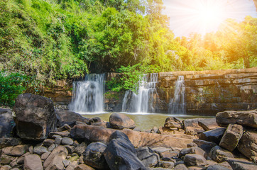 Fototapeta premium Small waterfalls Waterfall on the rock