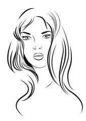 Beautiful young woman with long blond hair. Vector illustration