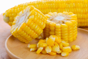 corn in wood plate