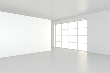 Modern empty room with white billboard. 3D Render.