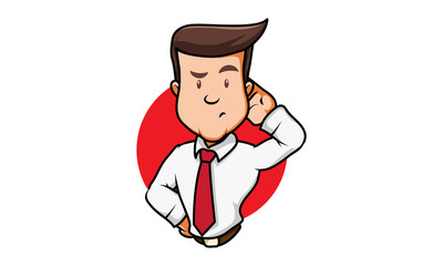 Office male confused character vector, office woman confused icon