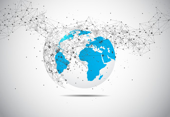World map point, line, composition, representing the global, Global network connection,international meaning.