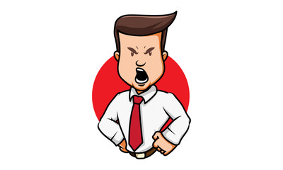 Office male rage character vector, office woman rage icon