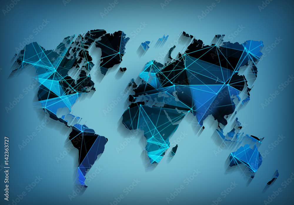 Canvas Prints global world map network technology. social communications. 3d illustration