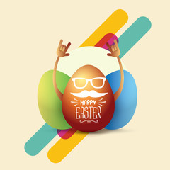 vector happy easter card with rock n roll egg