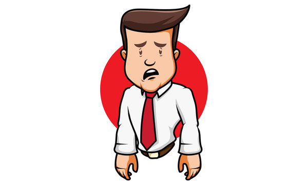 Office male tired character vector, office woman tired icon