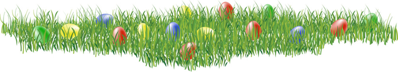 Bunte Oster-Eier im Gras