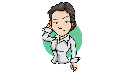 Office woman confused character vector, office woman confused icon