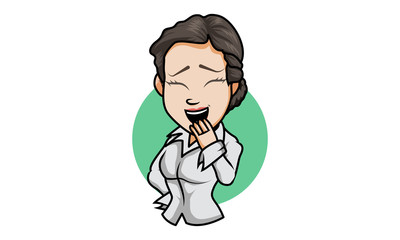 Office woman laugh character vector, office woman laugh icon
