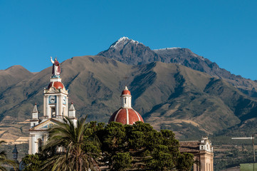 view of cotacachi's church and volcano, equator