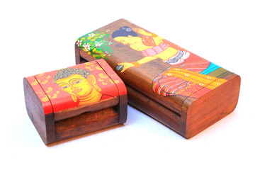 box wood craft isolated on white background.