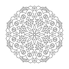 Flower Mandalas.  Geometric Round indian ornament Pattern. Oriental pattern illustration. Islam, Arabic, Indian, turkish, pakistan, chinese, ottoman motifs. Coloring book page. Vector illustration