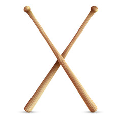 Two crossed wooden baseball bats