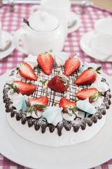 Tasty strawberry cream cake
