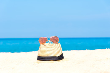 Sunglasses on the beach.