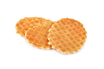 crispy waffle with butter flavour on white background