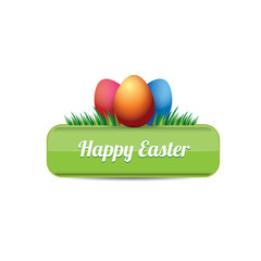 Easter vector green glossy button with easter egg