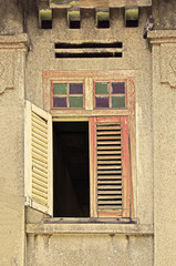 asian old vintage open wooden window