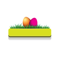 Easter vector green glossy button with easter egg