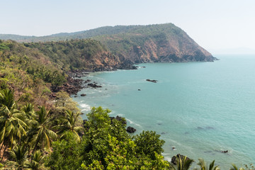 Coastline in Goa India on a sunny day