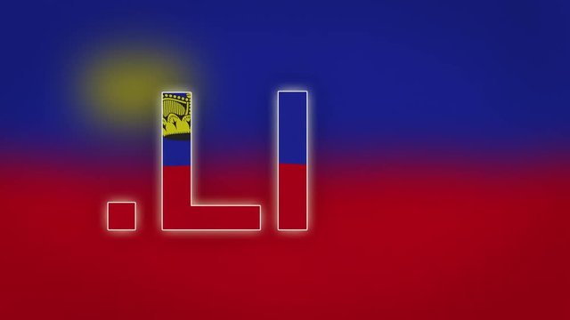 LI - internet domain of Liechtenstein...Typing top-level domain ".LI" against blurred waving national flag of Liechtenstein. Highly detailed fabric texture for 4K resolution.