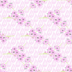 Vector seamless floral pattern in japanese style.