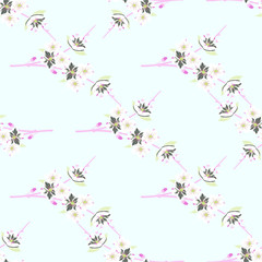 Vector seamless floral pattern in japanese style.