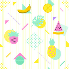 Trendy fruits summer background. Vector illustration.