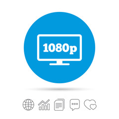 Full hd widescreen tv. 1080p symbol.
