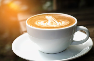 Hot coffee with beatiful foamy on top