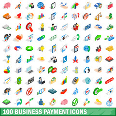 100 business payment icons set, isometric 3d style