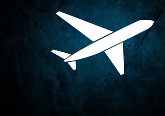 Plane icon against blue grunge background