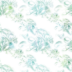 Fototapeta premium Flowers. Abstract wallpaper with floral motifs. Seamless pattern. Wallpaper. Use printed materials, signs, posters, postcards, packaging.