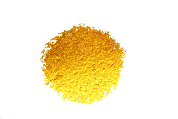 Gold texture paint stain. Hand drawn brush stroke design element.