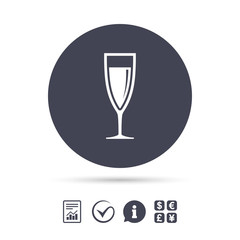 Glass of champagne sign icon. Alcohol drink.
