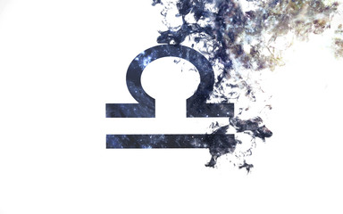 Zodiac sign - Libra. Dust of the universe, minimalistic art. Elements of this image furnished by...