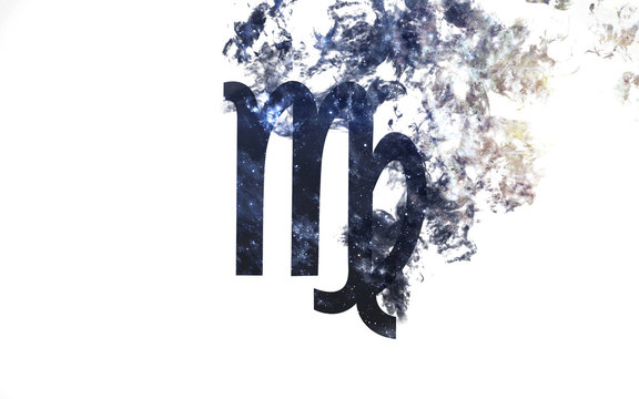 Zodiac sign - Virgo. Dust of the universe, minimalistic art. Elements of this image furnished by NASA