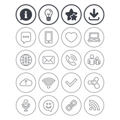 Fototapeta premium Communication icon. Smartphone, laptop and chat.