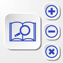 open book and search icon stock vector illustration flat design