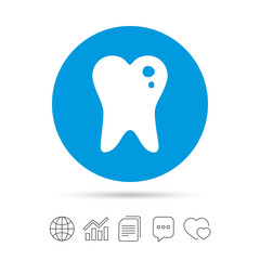 Caries tooth sign icon. Dental care symbol.