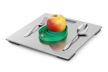 Weight scale and fruits