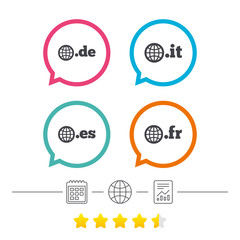 Top-level domains signs. De, It, Es and Fr.