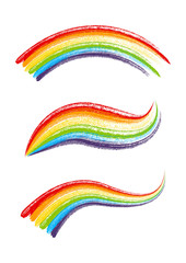 Set of rainbow paint elements isolated on white