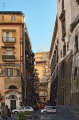 NAPLES, ITALY, January 05, 2017: An Ordinary street view with apartment buildings