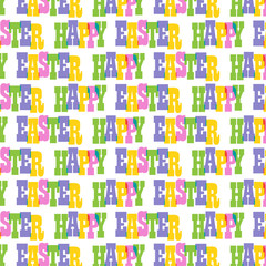 happy easter typography pattern on white