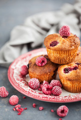 Homemade delicious raspberry muffins
