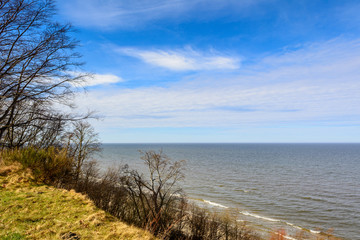Fototapeta na wymiar Beautiful view of the shore of Baltic Sea in Jastrzebia Gora. Poland.